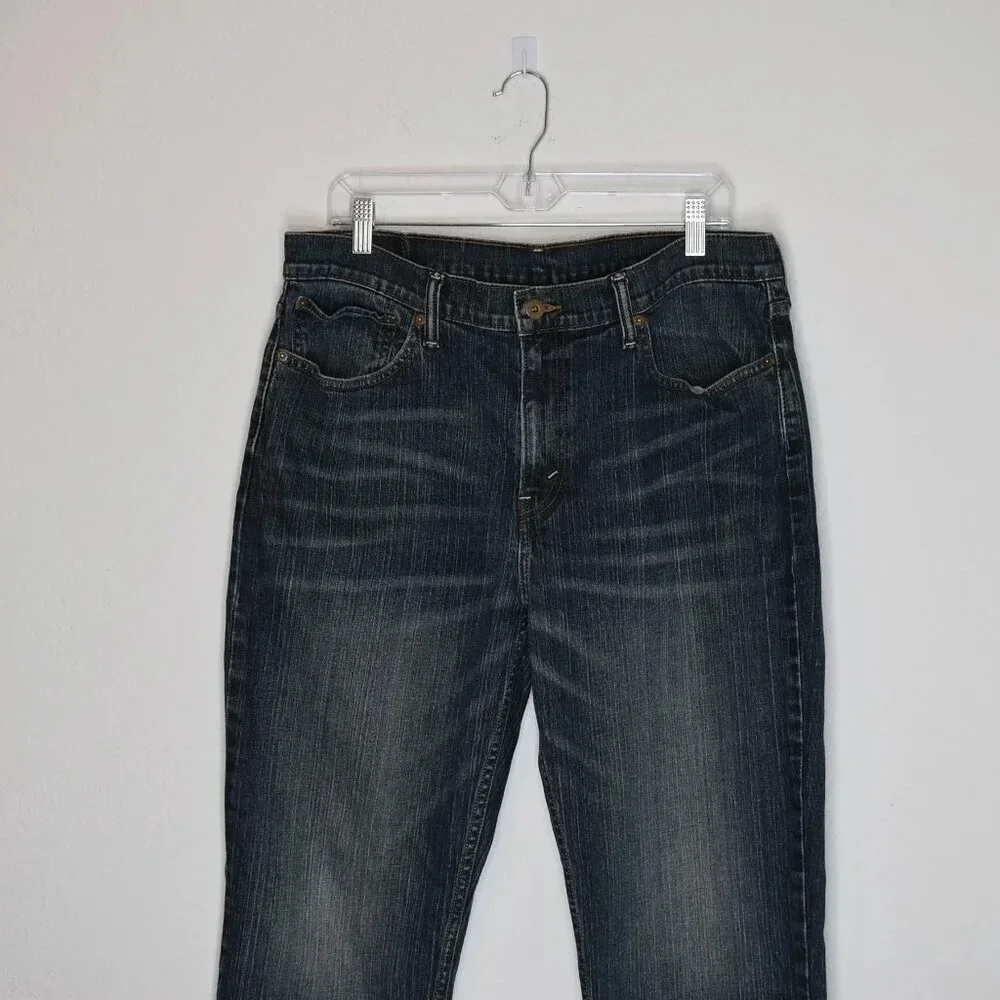 Levis 514 Mens Jeans Sz 36 x 30 Straight Dark Wash Denim Distressed 5 Pocket